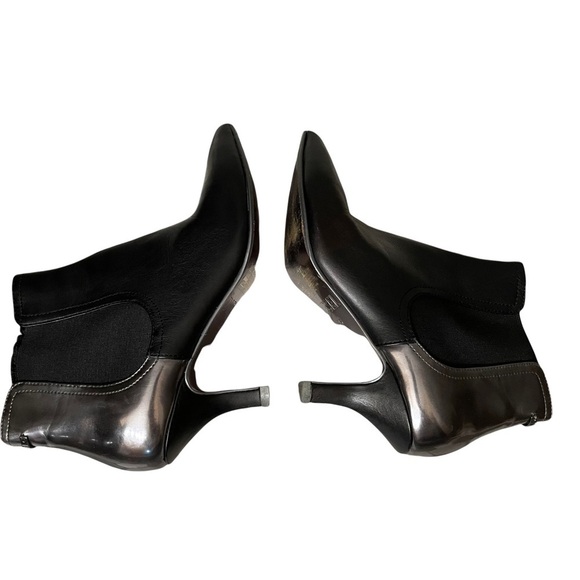 Diesel Black Leather Chelsea Ankle Boots US 6 Drinky Party Kitten Heel Metallic - Picture 4 of 11